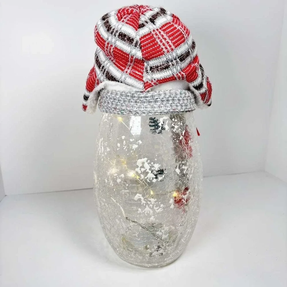 Heritage Home Holiday LED Handcrafted Snowman Crackle Glass Lamp 14